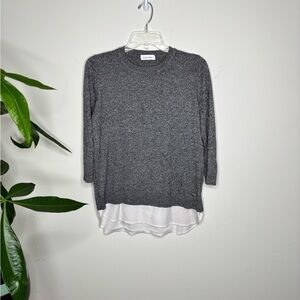 M1 Calvin Klein Charcoal‎ Gray Soft Knit Sweater Blouse Long Sleeve Fits S / M